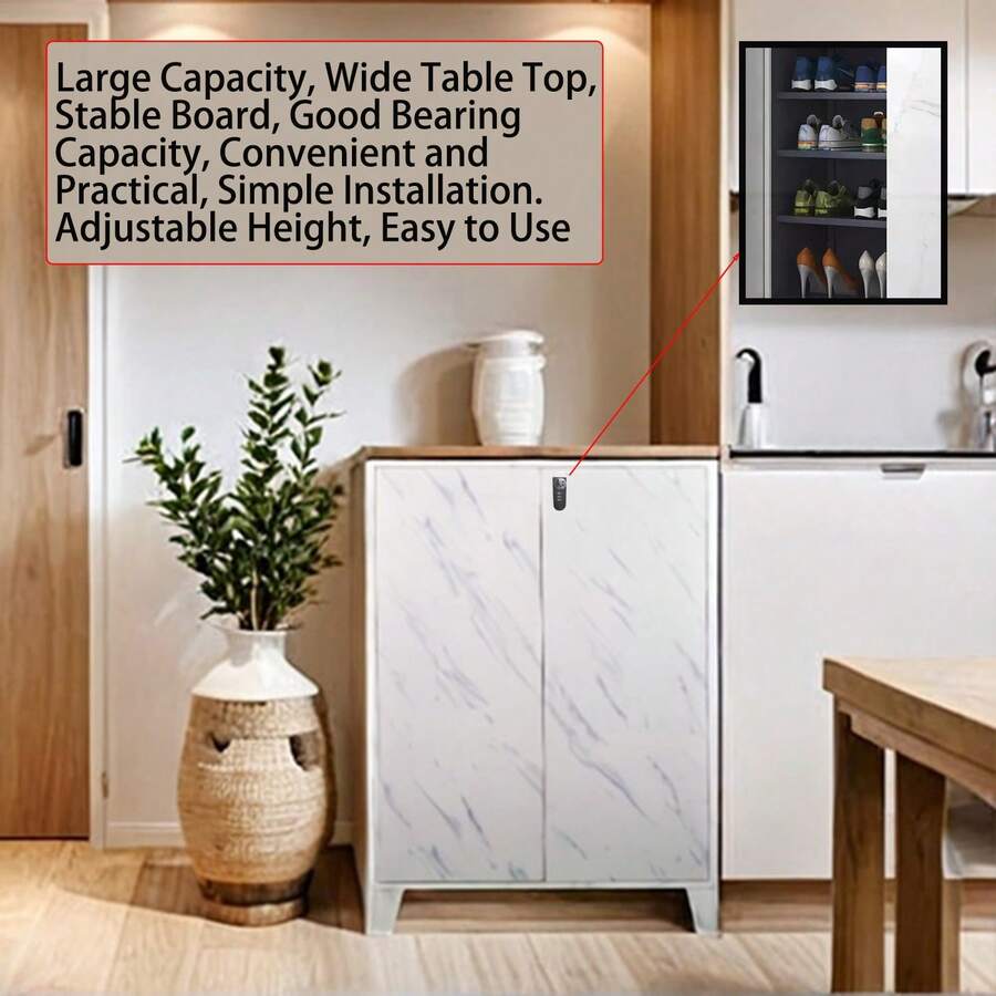 Iron Locker Shoe Rack Shelf Dustproof Shoe Cabinet Living Room Hallway Bedroom 80X32X105CM Interesting - Multicolor - View 1