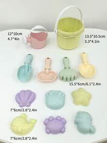 12pcs Beach Toys Set, Including Bucket, Shovel, Rake, Watering Can, Ocean Animal Molds, Summer Beach Water & Sand Play Toys Set, Interactive Parent-Child Playtime, Educational, Gift For Boys, Girls, Party