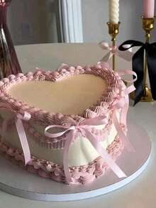 5/10/20 件红色/黑色/粉色丝带蝴蝶结蛋糕装饰、情人节蛋糕装饰、甜点蝴蝶结装饰、丝带蛋糕装饰用品、周年纪念蛋糕装饰，适用于婚礼、派对、情人节、周年纪念、生日蛋糕 - 彩色 - 查看 9