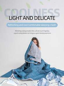 1. Cooling Blanket - Lightweight Summer Cooling Blanket, Suitable For Those Who Feel Hot, Can Lower The Temperature By 3-5°C Compared To Traditional Cooling Blankets. - Large/Small/Double Size - Machine Washable - Ideal For Camping, Air-Conditioned Rooms, And Night Sweats (5 Color Options) - Lake Blue - View 5