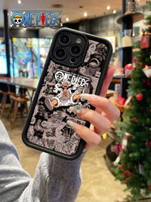 ONE PIECE ONE PIECE Manga Collage Phone Case: Collector's Item For Die-Hard Fans, "Straw Hat Pirates" Anime Graphic Black Lens Protection Phone Case Compatible With IPhone