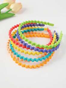 7pcs Women's Fashionable Minimalist Versatile Headbands, Morandi Color Wave Design Hair Accessories, Non-Damaging Hair Hoop - Multicolor - View 1