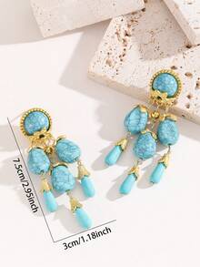 1 Paar olivgrüne Vintage-Palast-Stil-Ohrringe mit langen Quasten, einzigartiges personalisiertes Design, geeignet für Partys und den täglichen Gebrauch