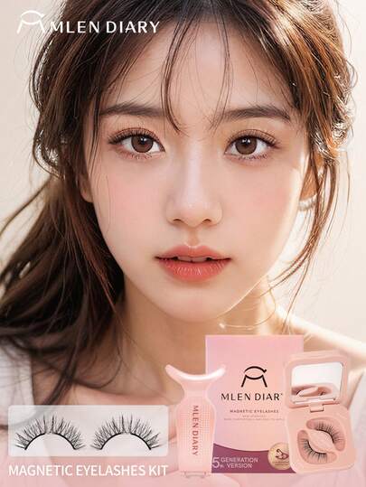  Mlen Diary 磁性假睫毛套装，9-11mm 可重复使用假睫毛，无需眼线，升级版 3D 双磁性假睫毛，便携式无胶睫毛簇，打造轻盈自然妆容（自然美）