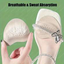 4pcs Genuine Leather Forefoot Cushions - Breathable, Non-Slip Shoe Inserts For High Heels & Sandals | Comfortable Cowhide Insoles With Enhanced Grip & Shock Absorption, Ideal For Valentine'S Day, Christmas, Thanksgiving, Casual Style, Casual Footwear Accessory|Breathable Insole|Grip Enhancing Insole - Multicolor - View 4