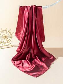 1 pièce Foulard carré en soie mate unicolore pour femme, minimaliste et élégant, adapté aux sorties, aux vacances et à la photographie au printemps, en été et en automne - Doré - Voir 7