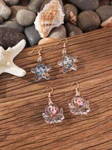 1 Pair Of Luminous Earrings With Ocean Creatures Design - Sea Horse, Crab, Turtle, Starfish For Beach Party & Music Festival