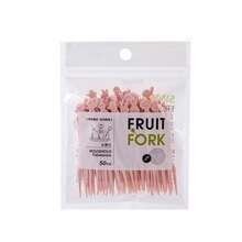 50 piezas de lindo juego de tenedores de frutas para uso doméstico, brochetas de frutas desechables de plástico, tenedores pequeños para comer pasteles y ensaladas de verduras en casa - Rosa - Ver 4