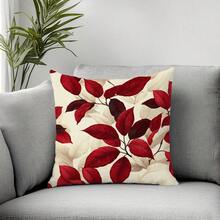 MEMNUN 1个/2个红色叶子图案印花抱枕套（不含枕芯），尺寸：17.7*17.7英寸（45*45厘米）/19.69*19.69英寸（50*50厘米）/15.75*15.75英寸（40*40厘米），单面印花，涤纶材质，适用于房间装饰、家居装饰、卧室装饰，可用于沙发、床、客厅、卧室、汽车、办公室、酒店等场所，四季皆宜，是馈赠亲朋好友的理想之选。 - 彩色 - 查看 9