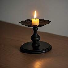 Vintage European-Style Roman Column Candle Holder, Matte Black Iron Candlestick, Romantic Candlelight Dinner Table Decoration, Wedding Decor