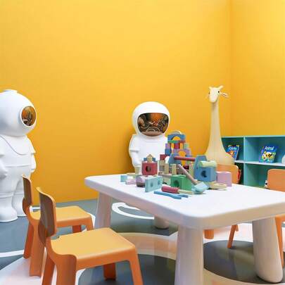 1 卷纯色壁纸黄色哑光自粘易撕接触纸非常适合卧室客厅学校宿舍墙壁家居装饰墙贴也适用于厨房后挡板橱柜家具翻新DIY友好易于安装可移除乙烯基壁纸 40CMX500/300/100CM 房间装饰客厅装饰家居装饰墙纸壁纸厨房装饰墙面艺术墙面装饰