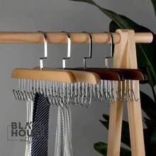 Multipurpose Hanger Kit With 8 Hooks For Clothes Ties Bras Necklaces Wood Compact - White - View 4