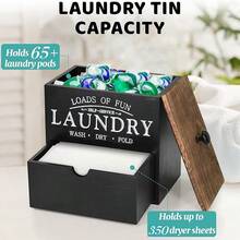 Dryer Sheet Storage Container, Laundry Box Storage Box, Dryer Sheet Holder With Lid And Drawer, Laundry Detergent Dispenser, Laundry Room Organizer, Storage And Organization, Room Decoration - Black Line Terms - View 5