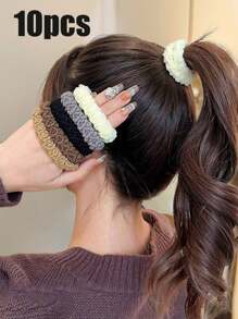 5/10/20 piezas Lazos de pelo extra elásticos y anchos, scrunchies sin arrugas y sin costuras para peinados de coleta, diseño resistente y minimalista