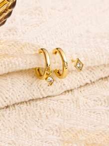 3 Pcs Hypoallergenic Stainless Steel Earrings Sets For Multiple Ear Holes,Suitable For Women, Exquisite 14K Plated Small Gold Hoop Earrings, Hypoallergenic Lightweight Earrings, Suitable For Sensitive Ears, Everyday Earrings, Suitable For Cartilage Piercings, Women's Girl Jewelry Gifts