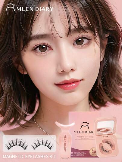 Mlen Diary Magnetic Eyelashes Kit, 6-12mm Reusable False Lashes Without Eyeliner, Upgraded 3D Dual Magnetic Eyelashes, Portable No Glue Lash Clusters For Light Natural Makeup (Comic Doll) Strip Lashes, Lashes, Eyelashes, Fake Lashes