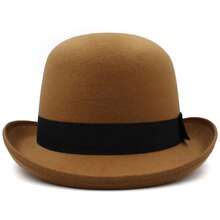 Men Women Felt Bowler Hat Classic Party Hats Lightweight Derby Fedora Hats Costume Accessories - Màu Khaki - Xem 6