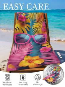 1 Peça Toalha de Praia Estampada, Toalha de Natação com Padrão de Óculos da Moda, Toalha de Microfibra Macia e Absorvente, Adequada para Banheiro, Natação, Fitness, Yoga, Leve e Portátil, Proteção contra Vento e Sol, Ideal para Viagens e Férias de Verão, Disponível com ou sem Bolsa de Armazenamento, Tamanho Recomendado Regular e Grande (Tamanho Pequeno 35*75cm, Recomendado 150cm e Acima) - Multicolorido - Visão 10