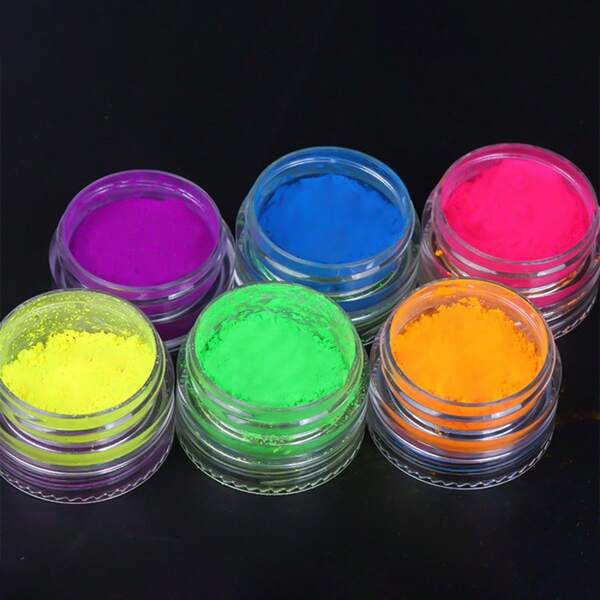 Dofuny 6 Farben Neon fluoreszierendes Puder Seifenmacherpigment, Neon Nagelpulverfarbstoff für Schleim, Epoxidharz, Farbe, Kerzen, Schmuckherstellung Farbpigment
