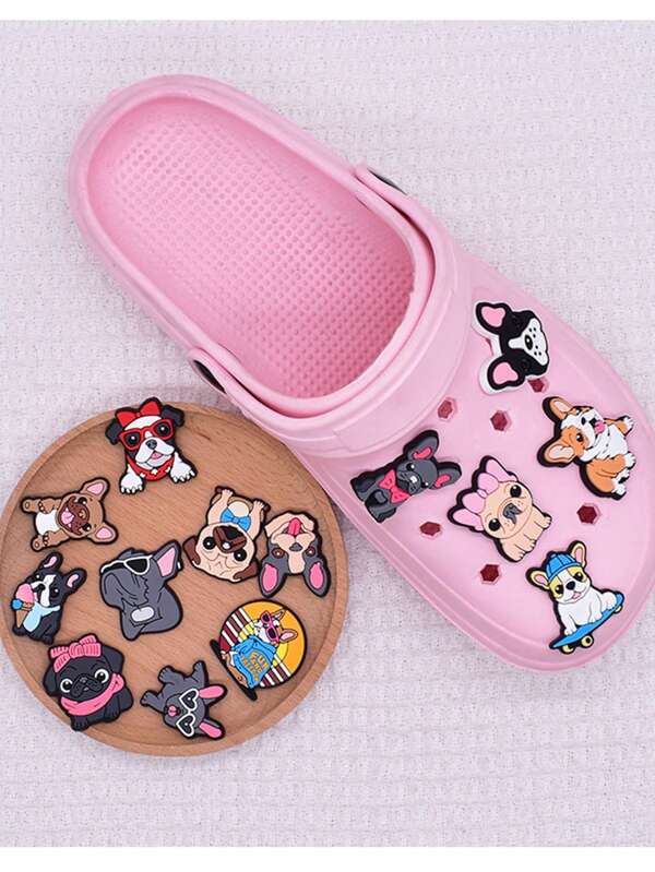 1pc/3pcs/5pcs DIY Cute Dog Series Fashion Hole Shoe Accessories, Creative And Interesting Summer Beach Shoes Holiday Travel Decoration Brand Unique Shoe Accessories, Pet Dog Shoe Boots Accessories For Family, Exquisite Gifts For Pet Owners And Dog Lovers, Christmas, Thanksgiving, Valentine's Day, Mother's Day, Halloween, New Year Gifts