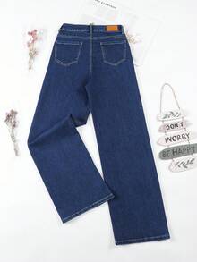 HIMARRI Chic Diario, Jeans de Pierna Ancha con Cintura Alta y Cordón para Mujer - Estilo Casual de Calle, Denim Azul Claro con Cinturilla Elástica, Mezcla de Lyocell Cómoda, Ideal para el Uso Diario y Atuendos Elegantes - Azul - Ver 5