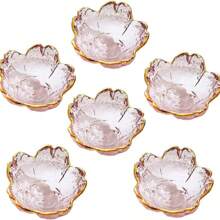 1PC/3PCS/7PCS/Ins Style Transparent Cherry Blossom Small Plate Japanese Zen Cherry Blossom Tea Plate Heat Resistant Glass Dim Sum Plate Dessert Table Jewelry Plate Wedding Gift Sugar Fruit Plate