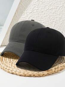 1pc Unisex Wide Brim Stylish Personalized Outdoor Sports Copper Buckle Adjustable Beach Solid Color Casual Street Polyester Patchwork Soft Top Rigid Brim Baseball Cap, Spring/Summer/Autumn/Winter