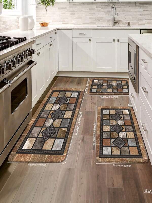 1pc Multi-Color Brick Pattern Kitchen Mat, Soft And Durable Flannel Non-Slip Bottom Washable Bathroom Carpet Rug, Suitable For Home, Living Room, Bedroom, Kitchen, Laundry Room, Office Decor, Various Sizes Available
