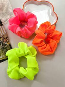 3 chiếc dây buộc tóc màu neon Y2K rực rỡ mùa xuân/hè, dây buộc tóc bằng vải mềm mại, co giãn, có nếp gấp, dùng để giữ tóc đuôi ngựa, phụ kiện tóc, băng đô, phụ kiện đội đầu, dây chun co giãn. - Nhiều màu - Xem 4