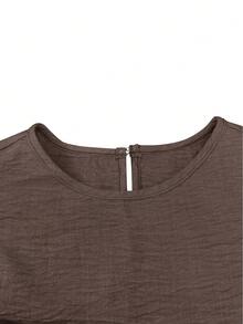 Solid Color Elegant Round Neck Long Sleeve Long Casual Slim Fit Women Dress, Daily Wear