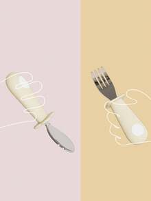 Cucharas y tenedores de acero inoxidable para bebé, utensilios de alimentación - Multicolor - Ver 4