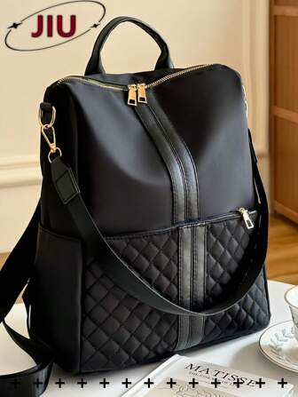 Anti-Theft Retro Style Embroidery Quilted Backpack Women Purse,Multifunctional And Stylish Day Bag, Multi-Pocket Lightweight Travel Bag, Large-Capacity Minimalist School Bag, Convenient Book Bag, Suitable For Students, Nurses, Teachers, Business People, Travel And Vacation, Business Trips, Daily Commutes, Shopping, Office, Dates, Hiking, Training, Work, Birthday Gifts, Holiday Gifts, Mochilas