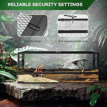34 Gallon Reptile Glass Terrarium, 24" X 18" X 18" With Top & Side Screen Ventilation Reptile Terrarium, Double Hinge Door & Anti Escape Reptile Tank For Lizard Tortoise Snake - Transparent 67 Gallon - View 5