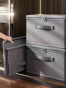 1 Large Capacity Foldable Storage Box With Lid, Household Wardrobe Folding Storage Box, Clothing And Bedding Storage Box, Storage Basket, Clothing, Bedding Toy Storage Box