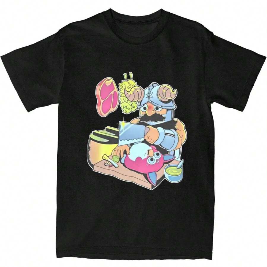 Senshi Anime Dungeon Meshi T-Shirt Men Delicious In Dungeon Retro 100 Cotton T Shirts Beach Hip Hop Tee Shirt Oversize Clothes - màu đen - Xem 1