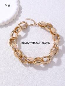 1pc Women's Punk Style Chunky Metal Chain Necklace, Simple & Chic - Gold - View 5