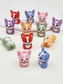 10pcs Cute Colorful Dog/Corgi Beads, DIY Jewelry Making & Decorative Beads For Earrings, Bracelets, Necklaces, Keychains, Phone Chains - Puppy Beads - View 3