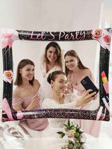 1pc Inflatable Photo Frame, Selfie Frame Prop For Women Birthday, Party, Girls Night Out - Pink - View 4