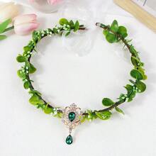 1 pieza Diadema de flores y decoración de cristales estilo natural, diseño elegante - Multicolor - Ver 3