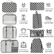 8 Set Travel Storage Bag Packing Cubes Portable Clothes Packing Cubes,Lightweight Waterproof Luggage Organizer For Clothes, Shoes, Makeup, Accessories - Black and White - View 2