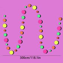 1 pieza Guirnalda de papel fluorescente que brilla en la oscuridad con puntos UV, decoraciones de fiesta neón reactivas a la luz negra, para fiestas, bodas, cumpleaños, bares y decoración de fondo - Multicolor - Ver 6