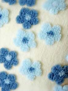 可爱花卉抱枕套，圆形仿羊羔绒枕套，波西米亚风格枕套，柔软舒适的仿羊羔绒枕套，家庭沙发露台门廊装饰靠垫套