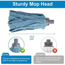 KeFanta Mops For Floor Cleaning,One Mop Handle With 2 Blue Microfiber Cloth Mops Head Replacement,String Wet Mop Refills Compatible With 0.8" Diameter Stick(1 Pole & 2 Heads) - 1 - Xem 6