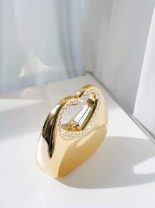1pc Box-Shaped Sparkling Crystal Metal Chain Party Clutch, Irregular Shape Gift Bag, Luxury Fashion Ball Dance Accessories, High-End Heart-Shaped Ladies' Handbag For Party, Anniversary, Valentine's Day