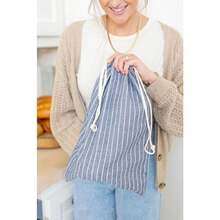 Reusable Linen Bread Bags 3 Pack XL 16.5 X 12 In For Homemade Bread Storage - StripedPattern - View 6