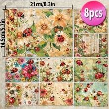 8 Stücke A5 ästhetisches Sammelalbum Papier A5 Muster, einseitig, Sammelalbum Decoupage Papierblock für DIY Basteleien, Journaling, Sammelalbum Zubehör, Geschenkverpackung, Album Kunst, dekoratives Bastelpapier
