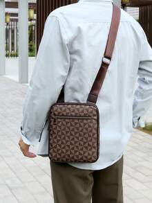 男士 PU 皮革斜挎包，休闲斜挎包，旅行包，带手机钱包