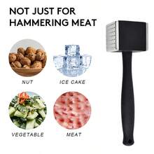 Gorilla Grip Double-Sided Meat Tenderizer Tool, Heavy Duty Kitchen Mallet, Spiked Side Tenderizes, Smooth Flattens Steak, Pound Beef, Maximize Food Flavor, Comfortable Handle, Commercial Grade, Black - Máy làm mềm thịt hai mặt không cần kim - Xem 6