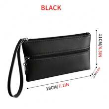 1pc PU Material Multifunctional Simple Large Capacity Ladies Handheld Coin Purse Double Pull Ladies Clutch Bag Is Suitable For Ladies To Use When Going Out, Perfectly Matching With Prom Accessories
