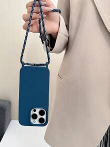 钥匙扣、挂绳 Ins 新款纯色TPU手机壳时尚挂绳可斜挎，兼容苹果